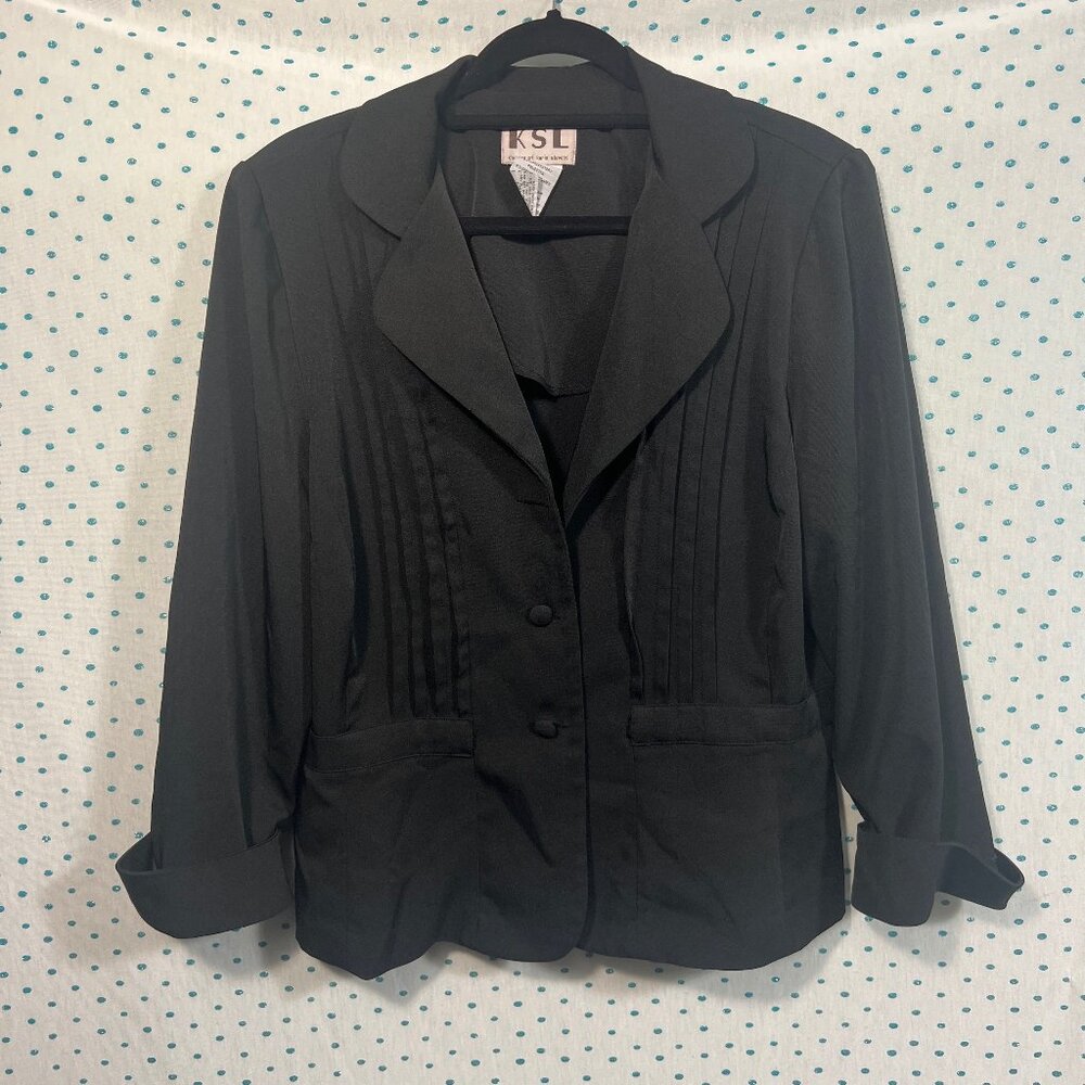 KSL by Karin Stevens Vintage Black Button Up Blazer